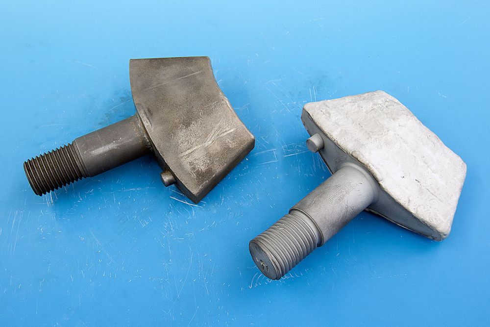 Kneterzähne ungeschützt (l) und gepanzert (r)