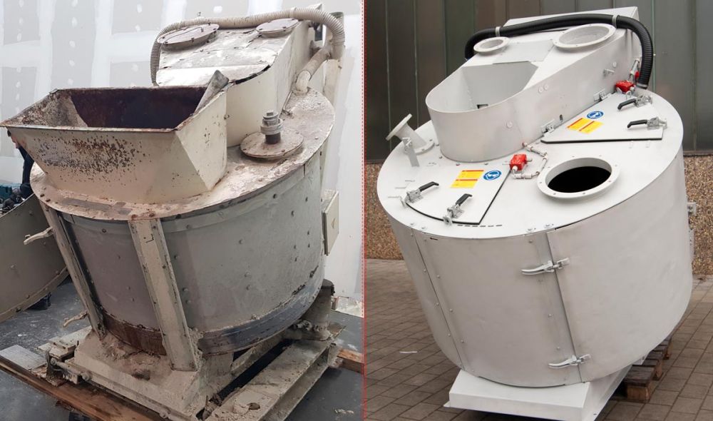 Kompletter Mischer vorher/nachher